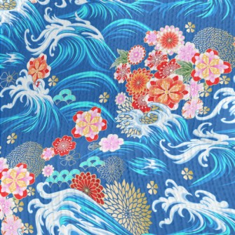 Gorgeous Flowers And Waves Stretch Jersey