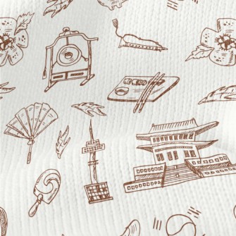 Hand Drawn Korean Elements Stretch Jersey