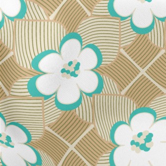 Geometric Flowers And Leaves Lightweight Cotton Poplin