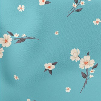 Elegant White Flowers Lightweight Cotton Poplin