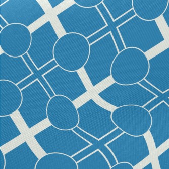 Blue And White Geometric Patte Midweight Cotton Poplin