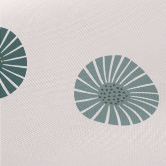 Retro Green Flowers Midweight Cotton Poplin