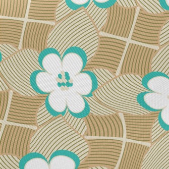Geometric Flowers And Leaves Midweight Cotton Poplin