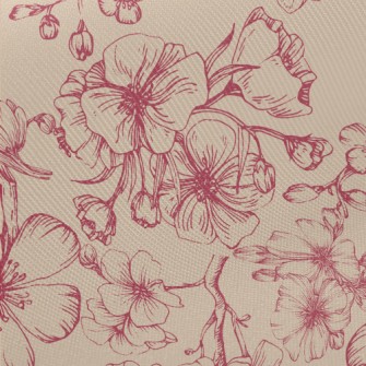 Vintage Hand Drawn Cherry Blos Midweight Cotton Poplin