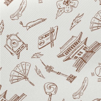 Hand Drawn Korean Elements Midweight Cotton Poplin