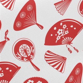 Cute Red Fan Midweight Cotton Poplin