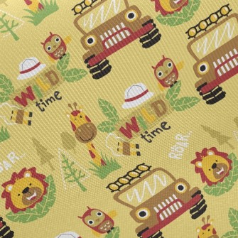 Lion Giraffe Jungle Car Twill