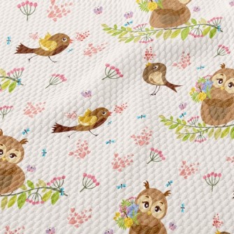 Singing Bird And Owl Birdseye Piqué
