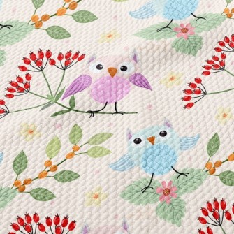 Flower Owl Birdseye Piqué