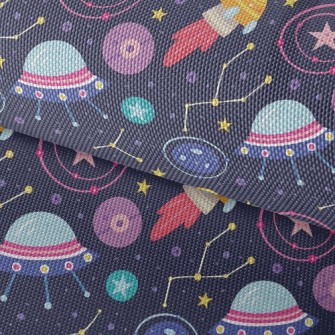 Outer Space Flying Saucer Waterproof Oxford