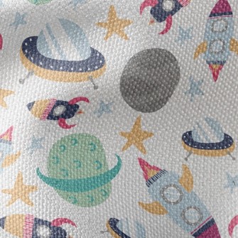 Space Planet Rocket Waterproof Canvas