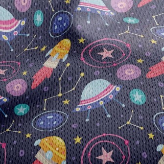 Outer Space Flying Saucer Athletic Mesh Flat Back