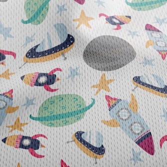 Space Planet Rocket Athletic Mesh Flat Back