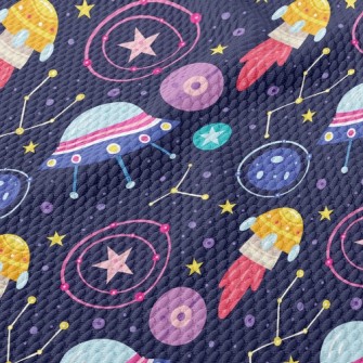 Outer Space Flying Saucer Birdseye Piqué