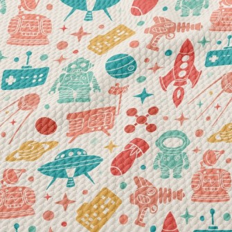Robot Flying Saucer Rocket Birdseye Piqué
