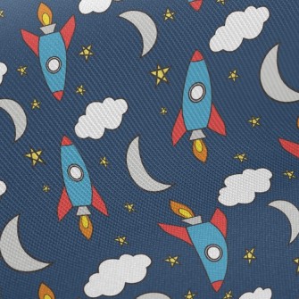 Moon And Rocket Twill