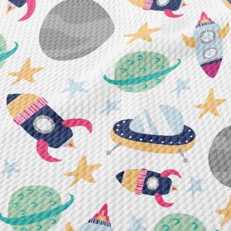 Space Planet Rocket Birdseye Piqué