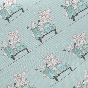 Cat And Motorcycle Twill