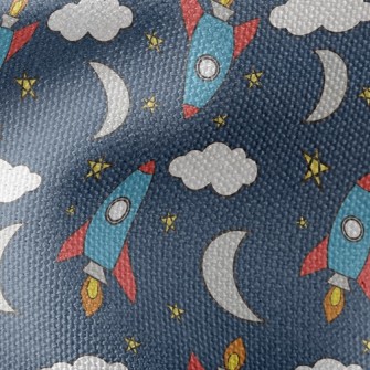 Moon And Rocket Waterproof Canvas