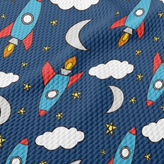Moon And Rocket Birdseye Piqué