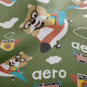 Bear Plane Athletic Mesh Flat Back