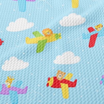 Cute Animal Plane Birdseye Piqué
