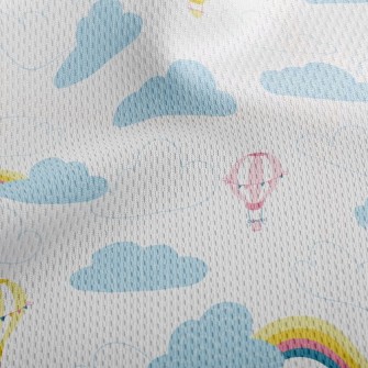 Rainbow Hot Air Balloon Athletic Mesh Flat Back