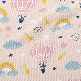 Cute Hot Air Balloon Birdseye Piqué