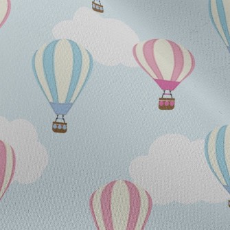Blue Sky White Clouds Hot Air  Chiffon