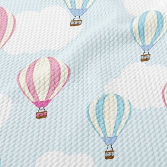 Blue Sky White Clouds Hot Air  Birdseye Piqué