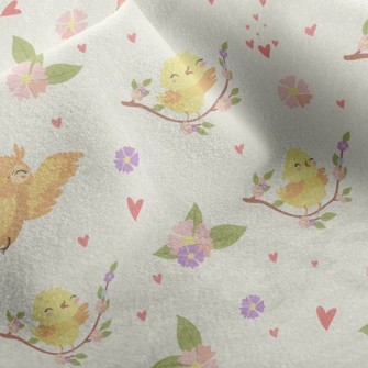 Happy Owl And Bird Micro Fleece