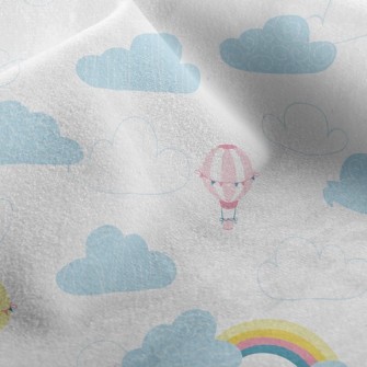 Rainbow Hot Air Balloon Micro Fleece