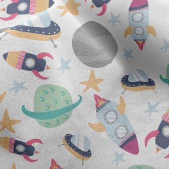 Space Planet Rocket Micro Fleece