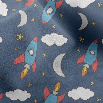 Moon And Rocket Micro Fleece
