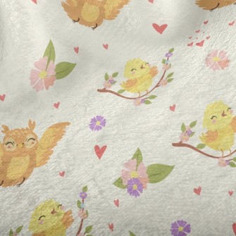 Happy Owl And Bird Minky