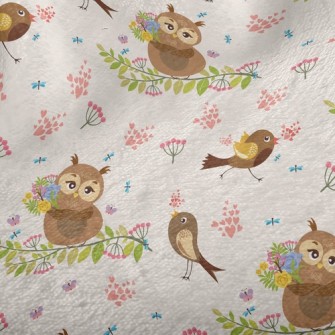 Singing Bird And Owl Minky