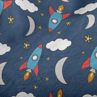 Moon And Rocket Minky