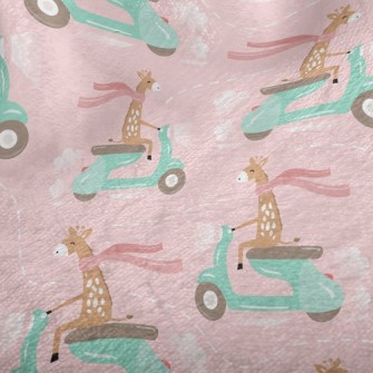 Giraffe Riding A Motorcycle Minky