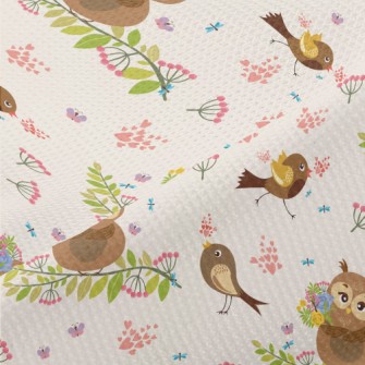 Singing Bird And Owl Piqué