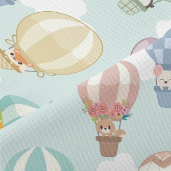 Cute Animal Hot Air Balloon Piqué