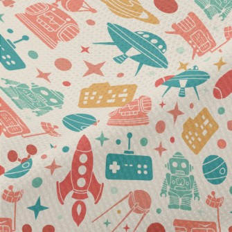 Robot Flying Saucer Rocket Piqué