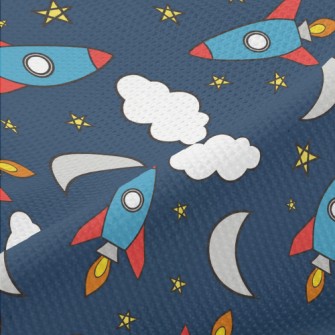 Moon And Rocket Piqué