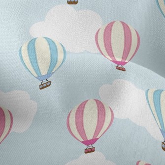 Blue Sky White Clouds Hot Air  Lightweight Performance Linen