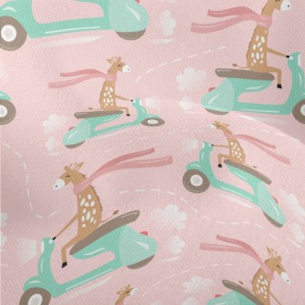 Giraffe Riding A Motorcycle Lightweight Performance Linen