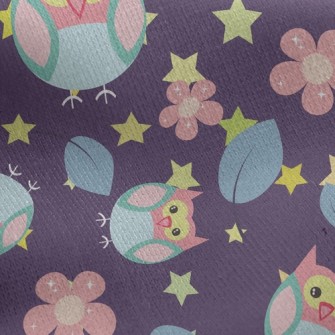 Flower Owl Jersey Backed Fleece