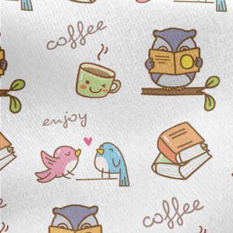 Coffee Bird Jersey Backed Fleece