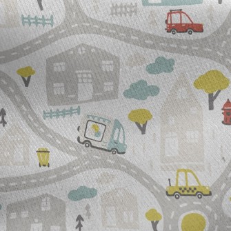 Road Map And Car Jersey Backed Fleece