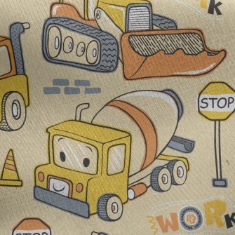 Construction Vehicle Jersey Backed Fleece