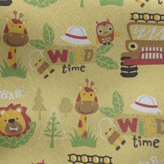 Lion Giraffe Jungle Car Jersey Backed Fleece
