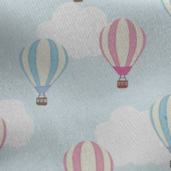 Blue Sky White Clouds Hot Air  Jersey Backed Fleece